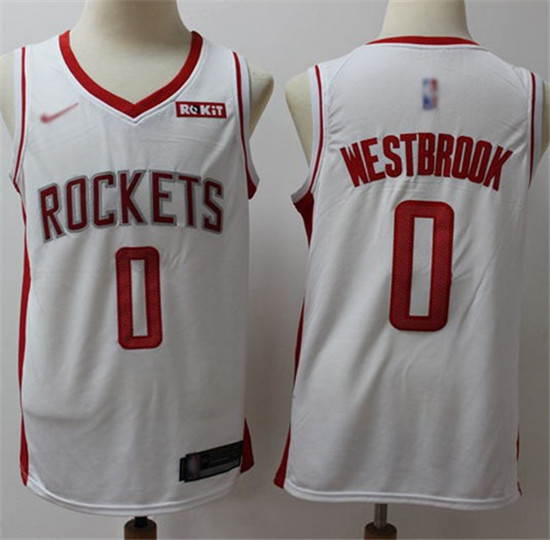 2020 Rockets #0 Russell Westbrook White Basketball Swingman Association Edition 2019-Jersey
