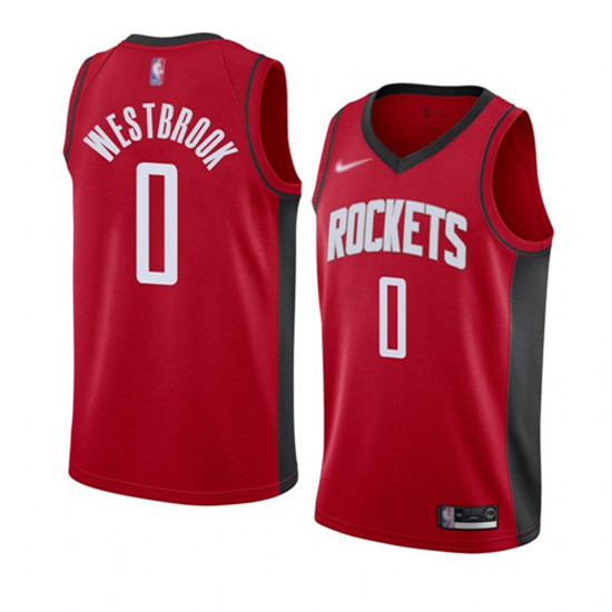 2020 Rockets #0 Russell Westbrook Red Basketball Swingman Icon Edition 2019-Jersey
