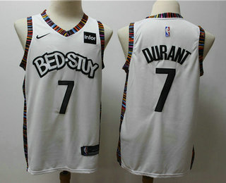 2020 Men's Brooklyn Nets #7 Kevin Durant NEW White City Edition NBA Swingman Jersey With The Sponsor