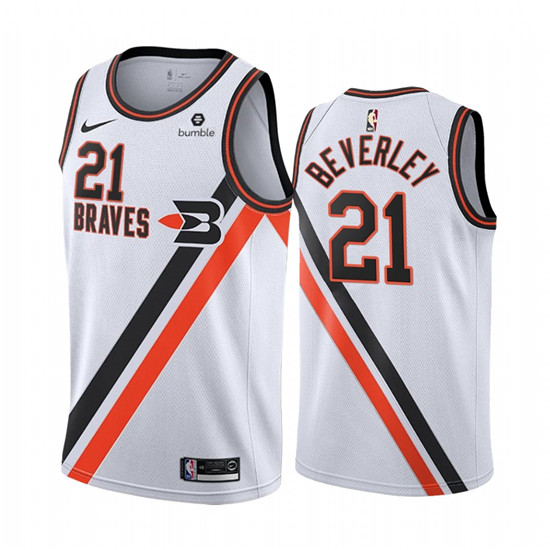 2020 Nike Clippers #21 Patrick Beverley White2019-20 Classic Edition Stitched NBA Jersey - Click Image to Close