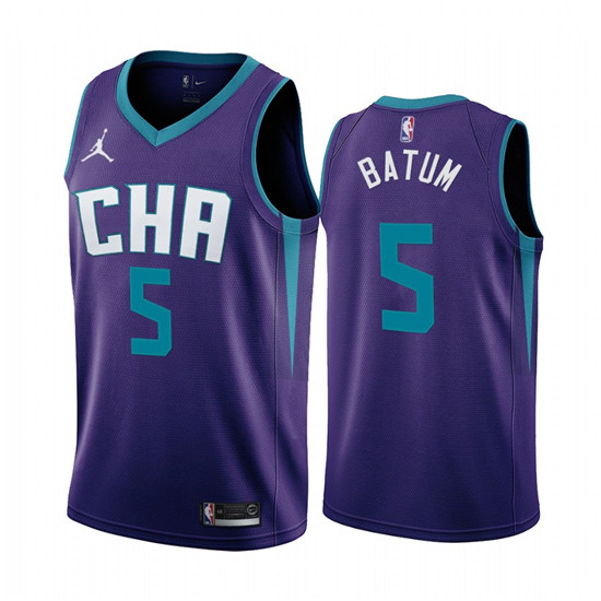 2020 Nike Hornets #5 Nicolas Batum Purple 2019-20 Statement Edition NBA Jersey