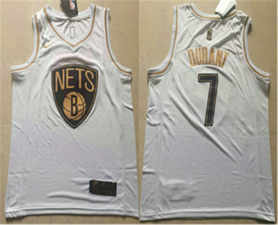 2020 Men's Brooklyn Nets #7 Kevin Durant White Golden Nike Swingman Stitched NBA Jersey