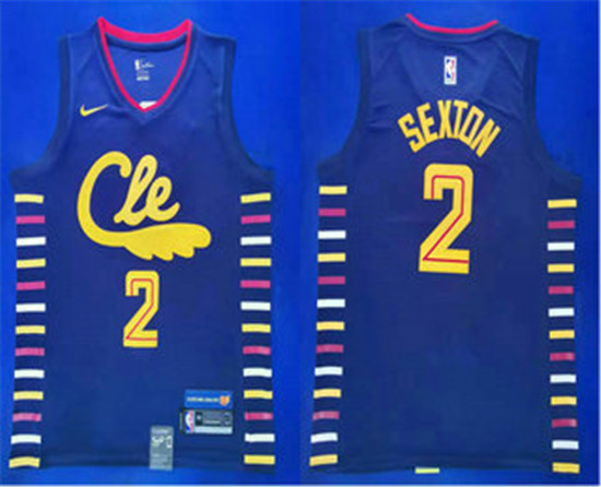 2020 Men's Cleveland Cavaliers #2 Collin Sexton Navy Blue City Edition NBA Swingman Jersey