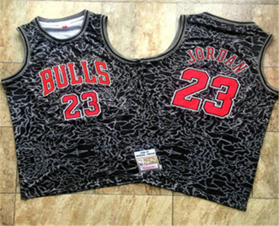2020 Men's Chicago Bulls #23 Michael Jordan 1996-97 Black Split Hardwood Classics Soul AU Throwback