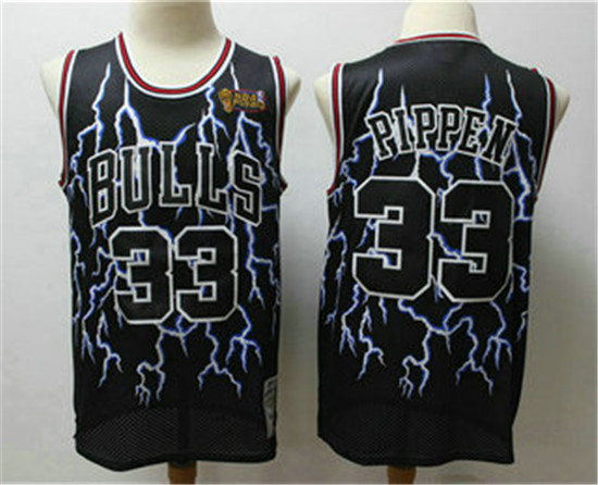 2020 Men's Chicago Bulls #33 Scottie Pippen Black Lightning Hardwood Classics Soul Swingman Throwbac