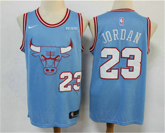 2020 Men's Chicago Bulls #23 Michael Jordan Blue City Edition NBA Swingman Jersey With The Sponsor L