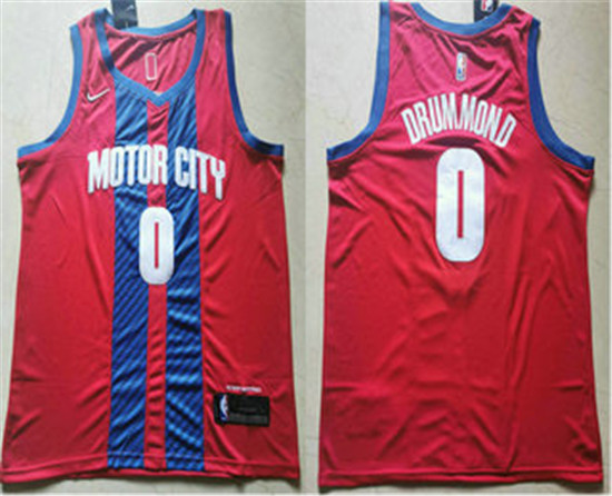 2020 Men's Detroit Pistons #0 Andre Drummond NEW Red City Edition NBA Swingman Jersey