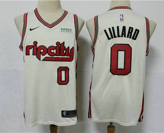 2020 Men's Portland Trail Blazers #0 Damian Lillard Cream City Edition NBA Swingman Jersey With The