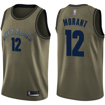 2020 Grizzlies #12 Ja Morant Green Basketball Swingman Salute to Service Jersey