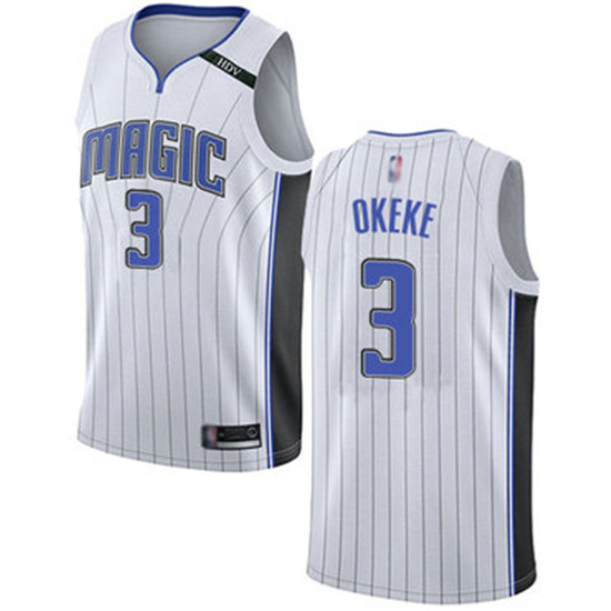 2020 Magic #3 Chuma Okeke White Basketball Swingman Association Edition Jersey