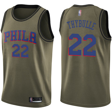 2020 76ers #22 Mattise Thybulle Green Salute to Service Basketball Swingman Jersey