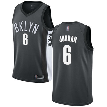 2020 Nets #6 DeAndre Jordan Gray Basketball Swingman Statement Edition Jersey