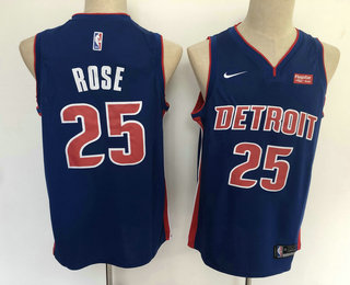 2020 Men's Detroit Pistons #25 Derrick Rose New Blue 2019 Nike Swingman Stitched NBA Jersey With The
