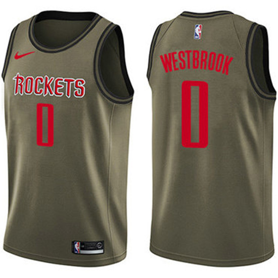 2020 Nike Rockets #0 Russell Westbrook Green Salute to Service NBA Swingman Jersey