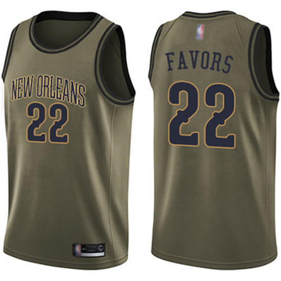 2020 Pelicans #22 Derrick Favors Green Basketball Swingman Salute to Service Jersey