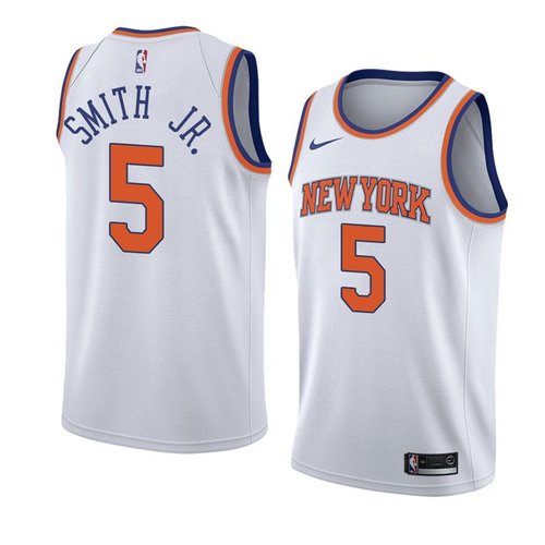 2020 Nike Knicks #5 Dennis Smith Jr. White NBA Swingman Association Edition Jersey