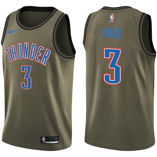 2020 Nike Thunder #3 Chris Paul Green NBA Swingman Salute to Service Jersey