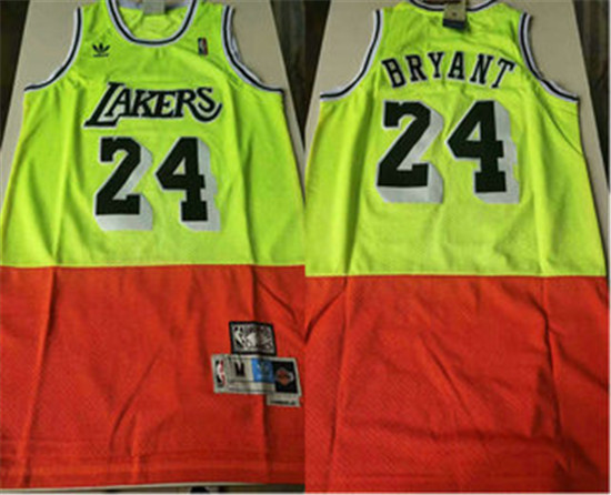 2020 Men's Los Angeles Lakers #24 Kobe Bryant Green Red Split Hardwood Classics Jersey