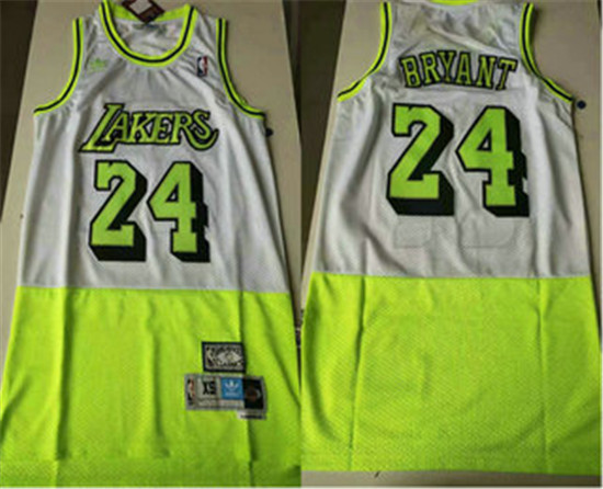 2020 Men's Los Angeles Lakers #24 Kobe Bryant White Green Split Hardwood Classics Jersey