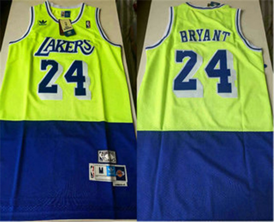 2020 Men's Los Angeles Lakers #24 Kobe Bryant Green Blue Split Hardwood Classics Jersey