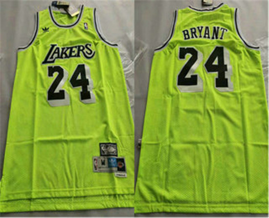 2020 Men's Los Angeles Lakers #24 Kobe Bryant Green With Black Name Hardwood Classics Soul Swingman - Click Image to Close