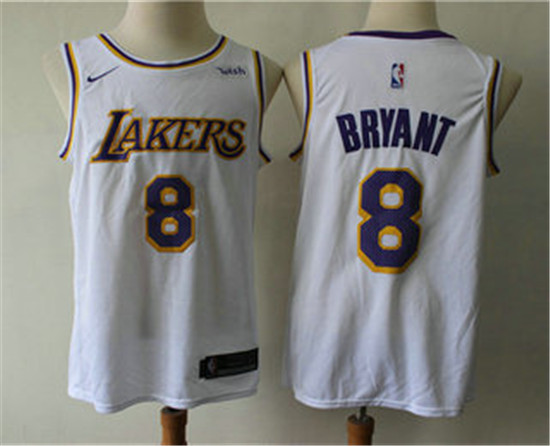 2020 Men's Los Angeles Lakers #8 Kobe Bryant White 2018-2019 Nike Wish Swingman Stitched NBA Jersey