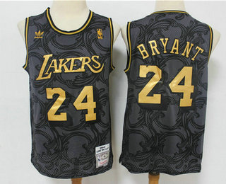 2020 Men's Los Angeles Lakers #24 Kobe Bryant Black Golden Hardwood Classics Soul Swingman Throwback