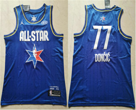 2020 Men's Dallas Mavericks #77 Luka Doncic Blue Jordan Brand All-Star Game Swingman Stitched NBA Je