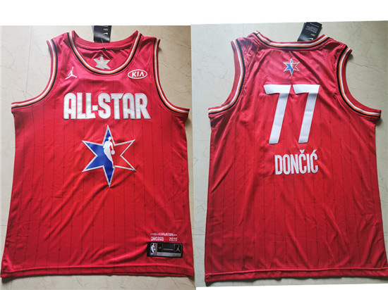 2020 Men's Dallas Mavericks #77 Luka Doncic Red Jordan Brand All-Star Game Swingman Stitched NBA Jer