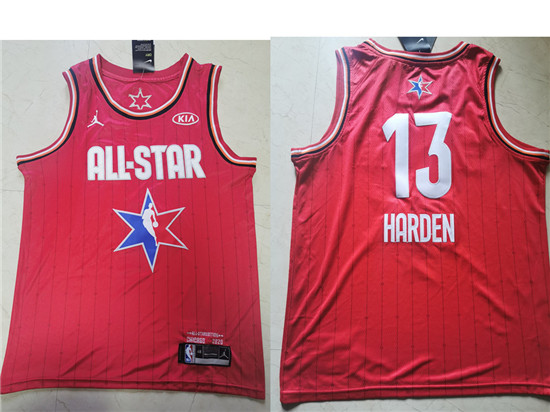 2020 Men's Houston Rockets #13 James Harden Red Jordan Brand All-Star Game Swingman Stitched NBA Jer