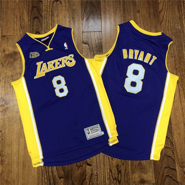 2020 Los Angeles Lakers #8 Kobe Bryant Purple 2000-01 NBA Champions Patch Hardwood Classics Jersey