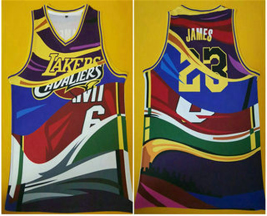 2020 Men's Los Angeles Lakers #23 Lebron James Multi Color Swingman Printed NBA Jersey