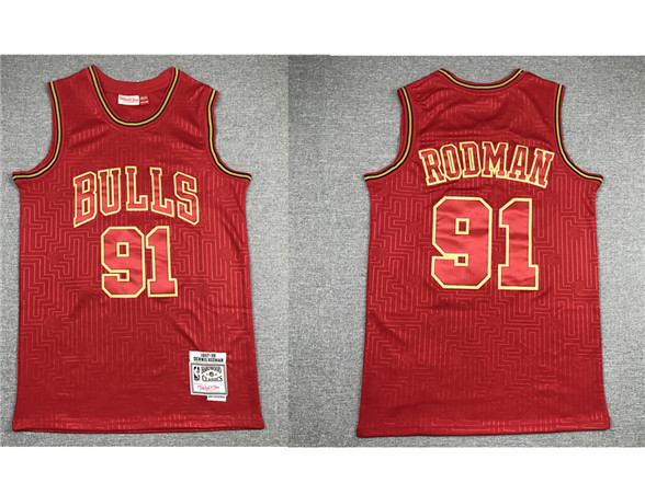 2020 Chicago Bulls #91 Dennis Rodman Red 1997-98 Hardwood Classics Soul Swingman Throwback Jersey