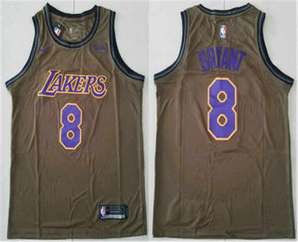2020 Los Angeles Lakers #8 Kobe Bryant Olive Stitched Nike Swingman Jersey With The Sponsor Logo