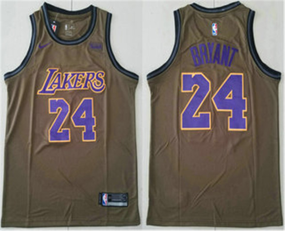 2020 Los Angeles Lakers #24 Kobe Bryant Olive Stitched Nike Swingman Jersey With The Sponsor Logo