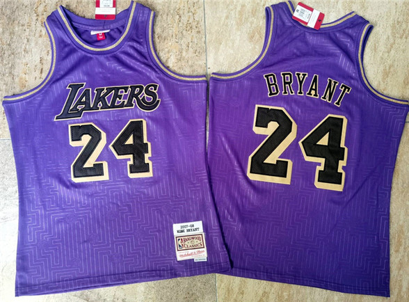 2020 Los Angeles Lakers #24 Kobe Bryant Purple 2007-08 Hardwood Classics Soul AU Throwback Jersey