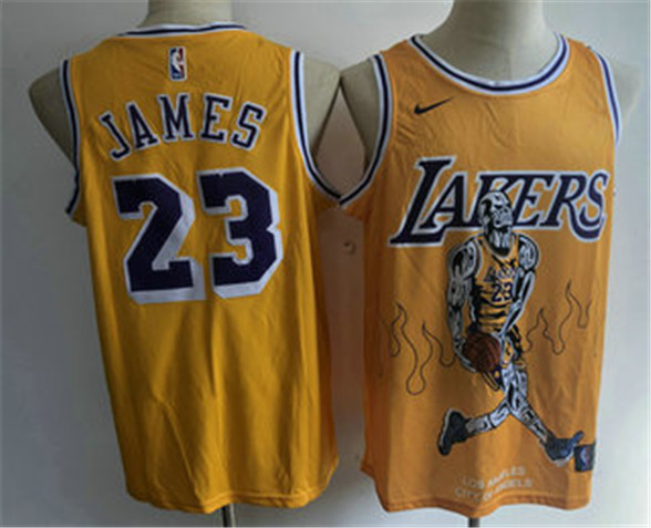 2020 Los Angeles Lakers #23 LeBron James Yellow Nike Swingman Stitched Fashion NBA Jersey