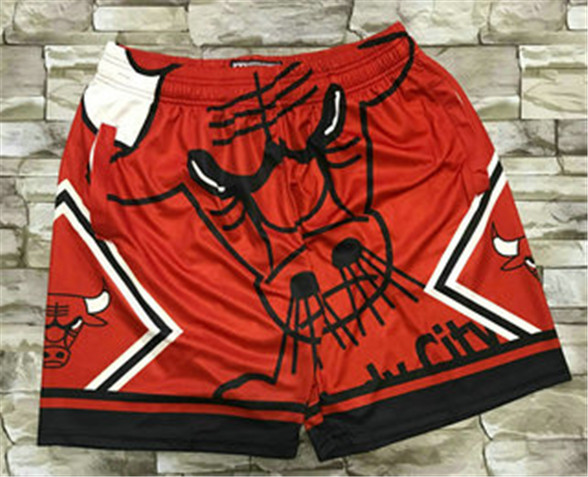 2020 Chicago Bulls Red Big Face Mitchell Ness Hardwood Classics Soul Swingman Throwback Shorts