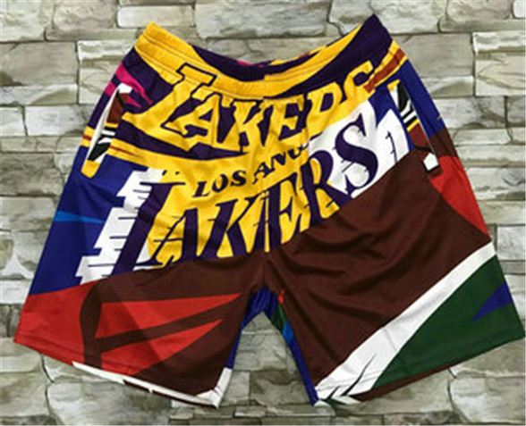 2020 Los Angeles Lakers Multi Color Hardwood Classics Soul Swingman Throwback Printed NBA Shorts