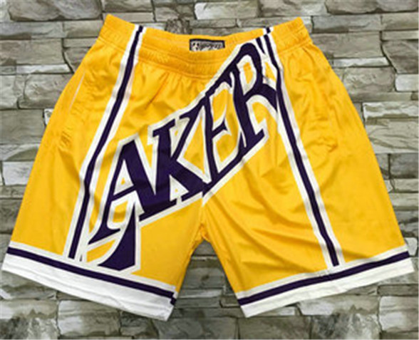 2020 Los Angeles Lakers Yellow Big Face Mitchell Ness Hardwood Classics Soul Swingman Throwback Shor