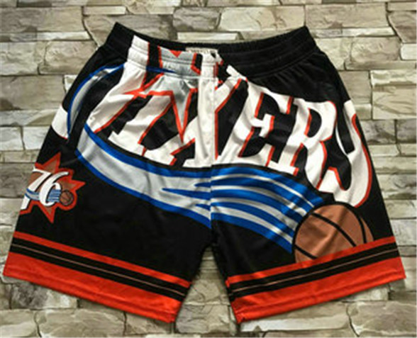 2020 Philadelphia 76ers Black Big Face Mitchell Ness Hardwood Classics Soul Swingman Throwback Short