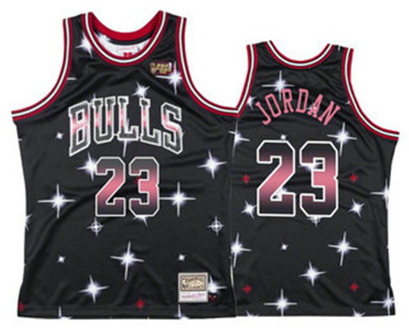 2020 Chicago Bulls #23 Michael Jordan Starry Black Hardwood Classics Soul Swingman Throwback Jersey