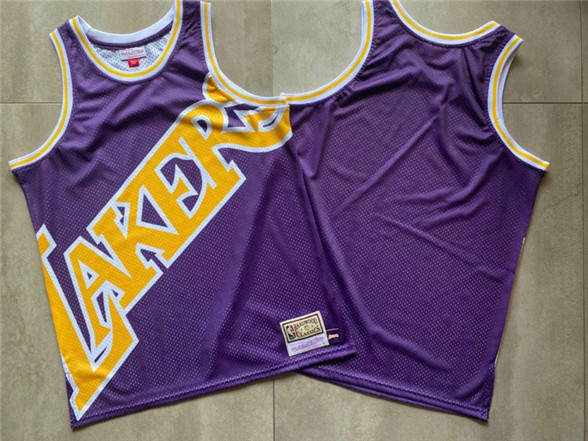 2020 Los Angeles Lakers Purple Big Face Mitchell Ness Hardwood Classics Soul Swingman Throwback Jers