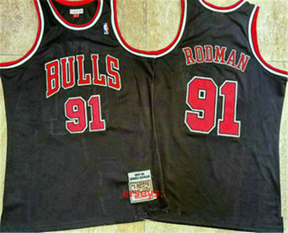 2020 Chicago Bulls #91 Dennis Rodman 1997-98 Black Hardwood Classics Soul AU Throwback Jersey