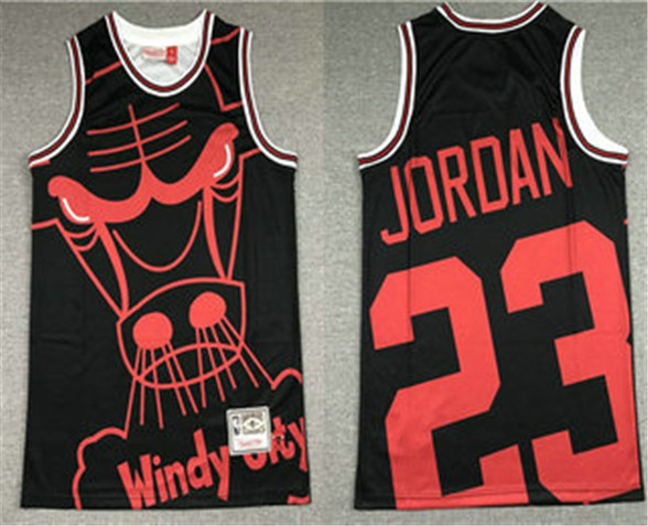 2020 Chicago Bulls #23 Michael Jordan Black Big Face Mitchell Ness Hardwood Classics Soul Swingman T