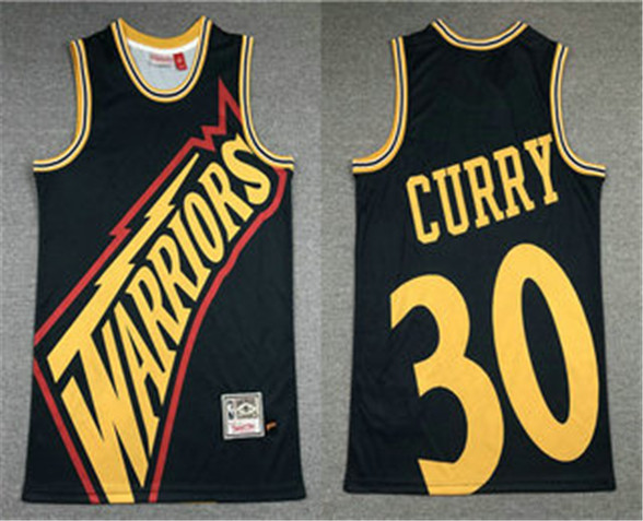 2020 Golden State Warriors #30 Stephen Curry Black Big Face Mitchell Ness Hardwood Classics Soul Swi