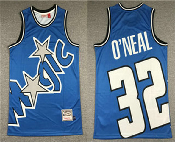 2020 Orlando Magic #32 Shaquille O'neal Blue Big Face Mitchell Ness Hardwood Classics Soul Swingman