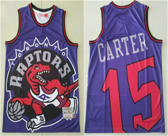 2020 Toronto Raptors #15 Vince Carter Purple Big Face Mitchell Ness Hardwood Classics Soul Swingman - Click Image to Close