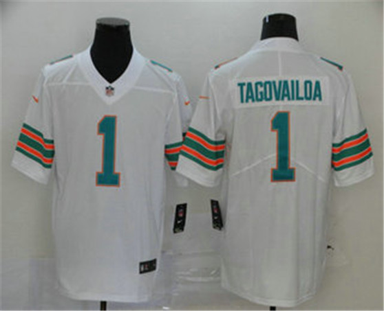 2020 Miami Dolphins #1 Tua Tagovailoa White Color Rush Stitched NFL Limited Jersey