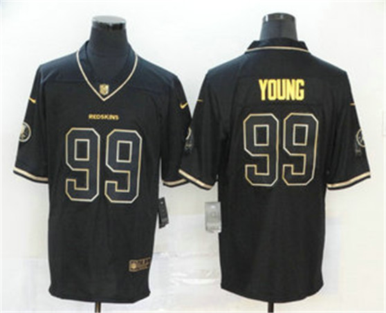 2020 Washington Redskins #99 Chase Young Black 100th Season Golden Edition Jersey